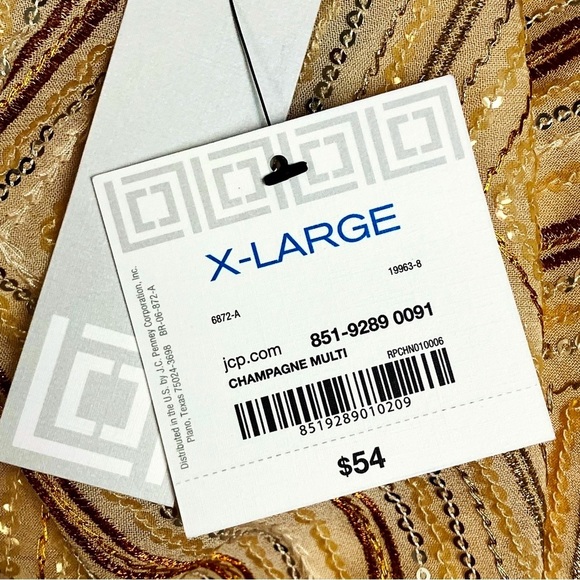 LIZ CLAIBORNE Tank Top Shell SZ X-Large Champagne Sequin Viscose Lined - Picture 3 of 8